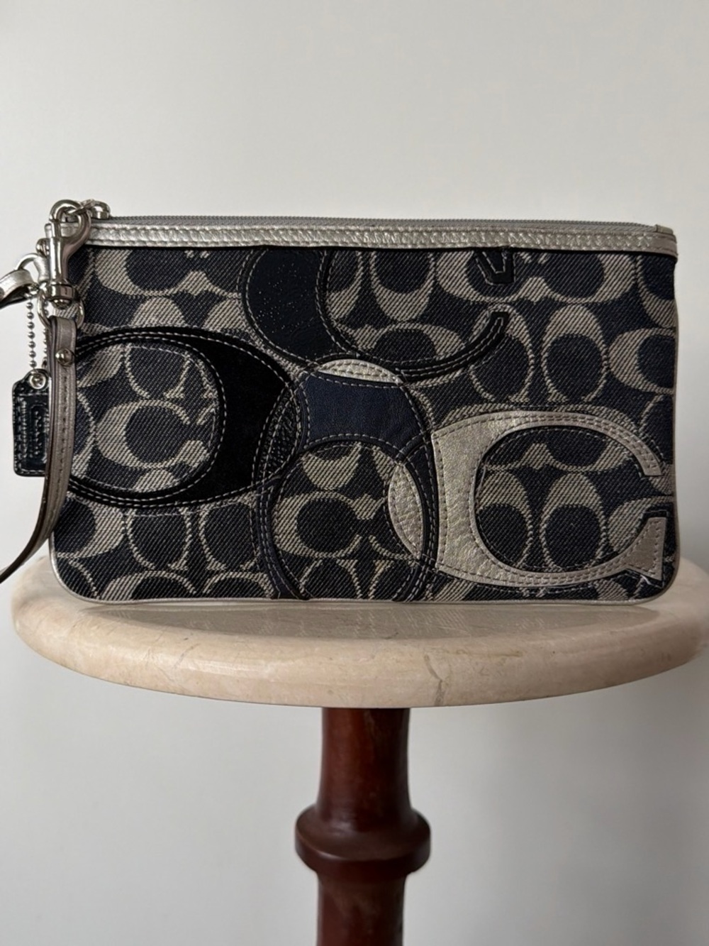 Vintage Coach’ Denim & Suede Patchwork Wristlet